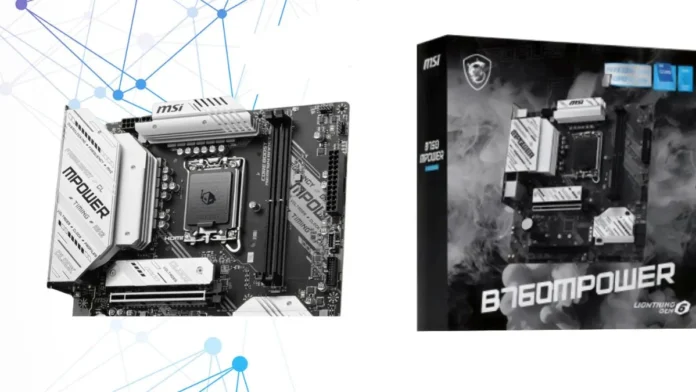 Leaked MSI B760MPOWER motherboard specifications sheet showing DDR5-8000 OC, PCIe 5.0, and Realtek 2.5G LAN support