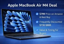 Apple MacBook Air M4 Deals Analysis: Is This the Right Time to Buy? Apple MacBook Air M4 laptop featured with deal highlights showing current pricing and buyer value insights