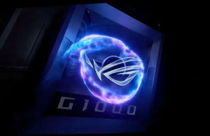 Illuminated ROG logo inside the Asus ROG G1000 desktop case