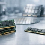 Computer RAM memory modules placed on a workbench during hardware testing