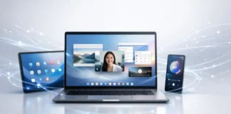 Google Aluminium OS: Release Date, Features, Supported Devices, and Everything Known So Far Google Aluminium OS ecosystem showing seamless connectivity across laptop, tablet, and smartphone