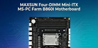 MAXSUN Unveils Four-DIMM Mini-ITX MS-PC Farm B860I Motherboard MAXSUN MS-PC Farm B860I four-DIMM Mini-ITX motherboard with LGA socket