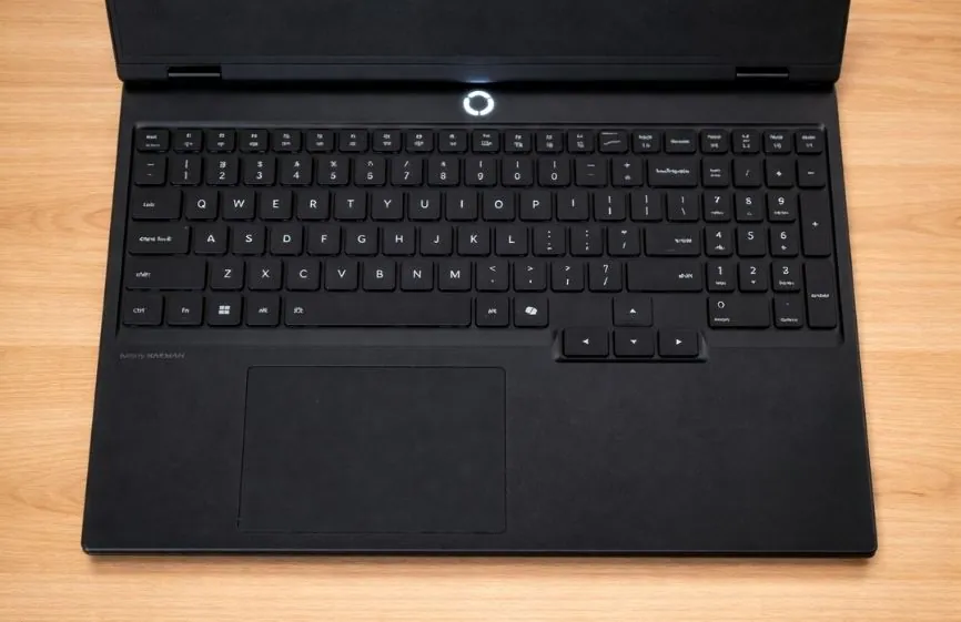 Close-up of Lenovo Legion 5i keyboard and large touchpad area