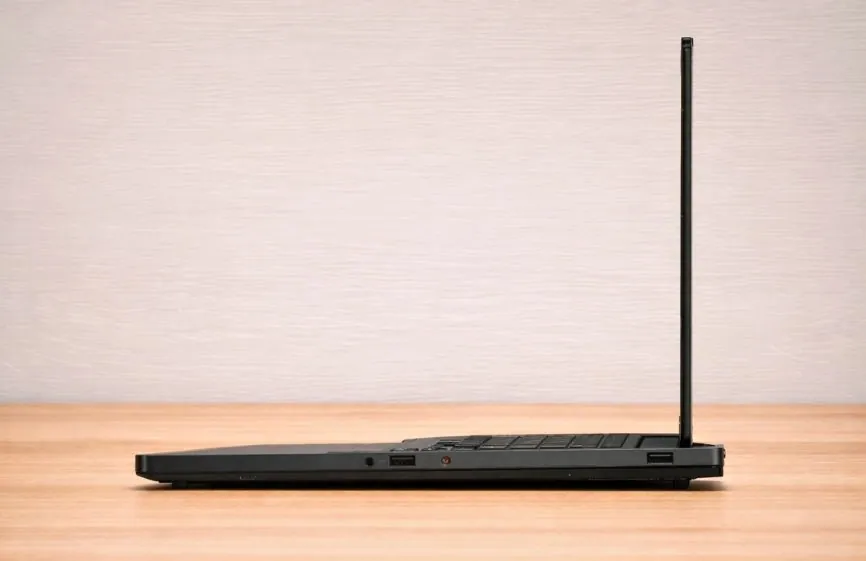 Right side profile of Lenovo Legion 5i highlighting port layout and thin design