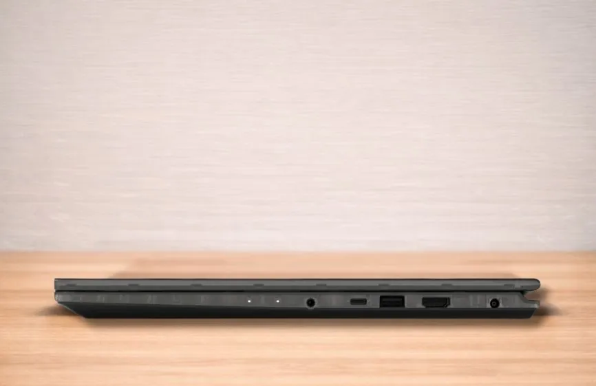 Left side profile of MSI Cyborg 17 showing available ports and ventilation openings