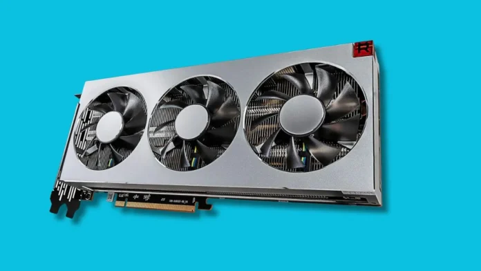 AMD Radeon VII reference graphics card with triple-fan cooler and aluminum shroud