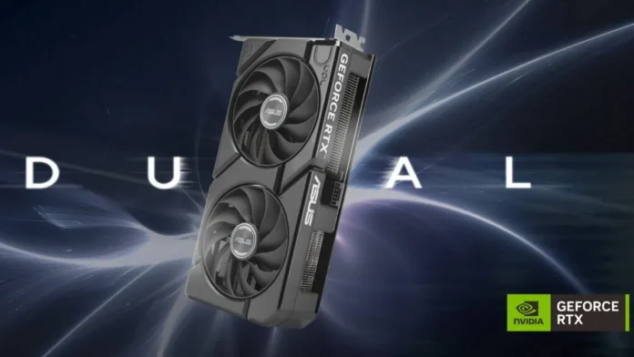 ASUS Dual GeForce RTX 5070 EVO graphics card with dual-fan cooling and compact design