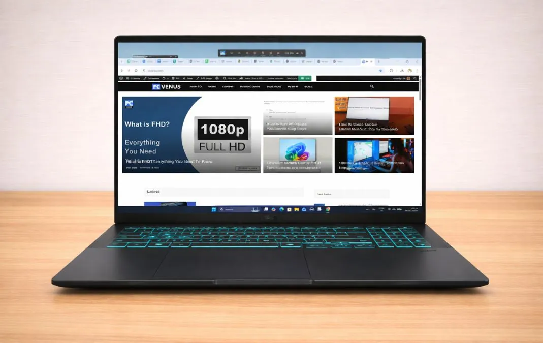 ASUS V16 gaming laptop front view with display and backlit keyboard