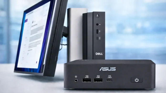 Dell and ASUS Windows 365 Cloud PC devices on desk setup
