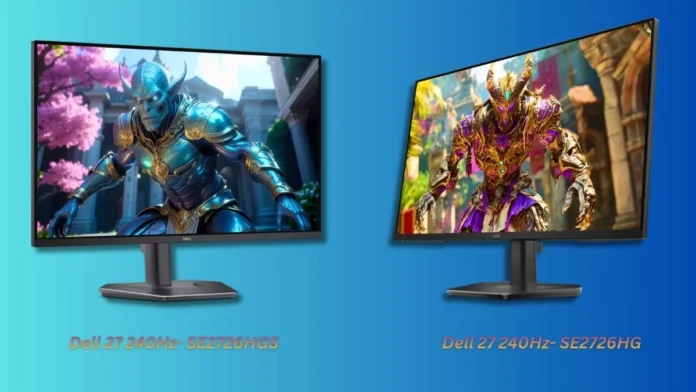 Front view of Dell SE2726HG and SE2726HGS 27-inch 240Hz IPS gaming monitors