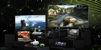 GeForce NOW Turns Fire TV Into a Gaming Console GeForce NOW cloud gaming running across TV, laptop, handheld, and VR devices