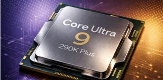 Intel Core Ultra 9 290K Plus Leak Shows 11% Gain Over 285K Intel Core Ultra 9 290K Plus processor shown in a close-up promotional render.