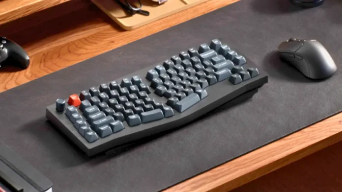 Keychron V10 Ultra 8K wireless ergonomic keyboard on desk setup