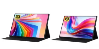 Luckfox Launches 16-Inch 4K and 2K Portable Touch Monitors Starting at $189 Luckfox 16-inch 4K 120Hz and 2K 165Hz portable touch monitors showing front, rear and side views