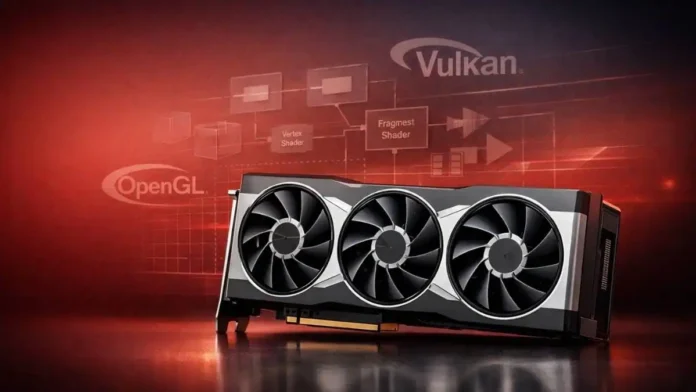 Graphics card representing Mesa 26.0 with RADV ray tracing improvements and Vulkan 1.4 support