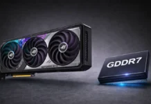 Micron 24Gb GDDR7 Hits 36 Gb/s, Targets Future NVIDIA and AMD GPUs Micron 24Gb GDDR7 memory chip alongside GeForce RTX graphics card