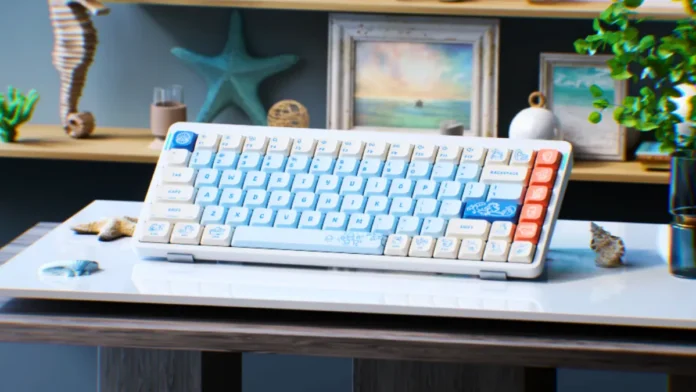 Aquarium Keycaps on Keyboard NuPhy Aquarium keycaps installed on mechanical keyboard