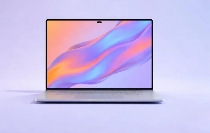 OLED MacBook Pro with ultra-thin bezels and high-resolution OLED display shown from the front