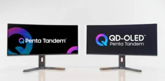 Samsung QD-OLED Penta Tandem Hits 4,500 Nits, Launching in 2026 Samsung QD-OLED Penta Tandem monitor showcasing 4,500-nit brightness technology arriving in 2026.