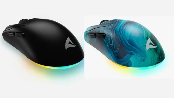 Sharkoon SKILLER SGM25W Ocean wireless gaming mouse in black and ocean finish with RGB lighting