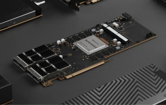 Tenstorrent Blackhole P150 accelerator card showing processor and memory layout after firmware core limit