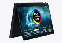 Asus ProArt PX13 Debuts With Ryzen AI Max and Up to 128GB RAM Asus ProArt PX13 convertible laptop in tent mode featuring Lumina OLED display