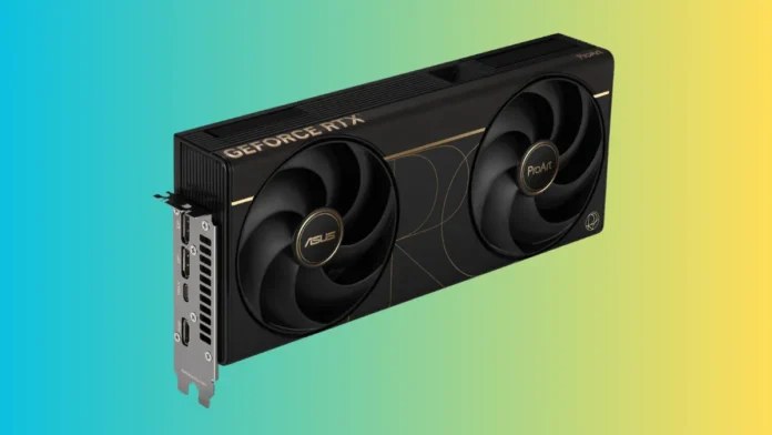 ASUS ProArt RTX 5090 OC graphics card with dual-fan cooling design