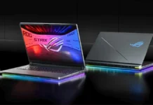 ASUS ROG Strix G18 2026 With RTX 5080 175W and 300Hz Display ASUS ROG Strix G18 2026 shown open and closed with RGB lighting and gaming design