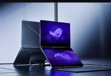 ASUS ROG Zephyrus Duo 2026 Launches With Dual OLED Displays, RTX 5090 ASUS ROG Zephyrus Duo 2026 laptop in modern setup with dual screens active