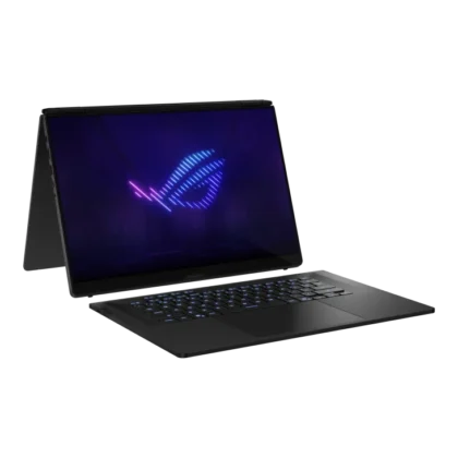 ASUS ROG Zephyrus Duo 2026 in tent mode showing flexible hinge design