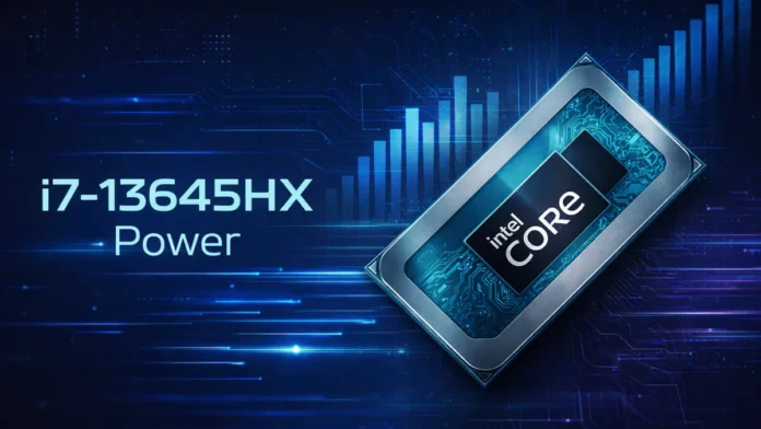 Intel Core i7-13645HX processor chip with Raptor Lake HX architecture and DDR5-5600 support