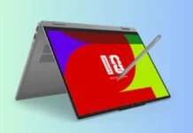 Lenovo IdeaPad 5i 2-in-1 Packs 165Hz OLED, 1100 Nits, Core Ultra 7 Lenovo IdeaPad 5i 2-in-1 Gen 11 in tablet mode with stylus for touch and drawing input