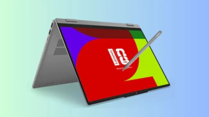 Lenovo IdeaPad 5i 2-in-1 Gen 11 in tablet mode with stylus for touch and drawing input
