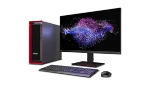 Lenovo ThinkStation P5 Gen 2 workstation with monitor and peripherals