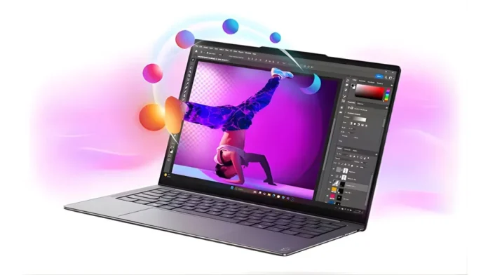 Lenovo Yoga Slim 7i Gen 11 Aura Edition laptop used for creative editing