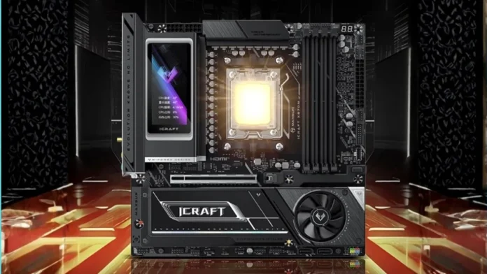 Maxsun MS-iCraft X870M WiFi micro-ATX motherboard with integrated color display