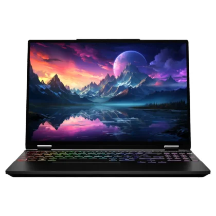 Slimbook Creative laptop front view with colorful display and RGB keyboard