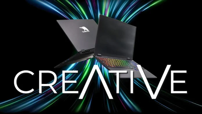 Slimbook Creative Laptop with RTX 5070 and Ryzen AI 9 Slimbook Creative laptop showcasing RGB keyboard and dual-angle design
