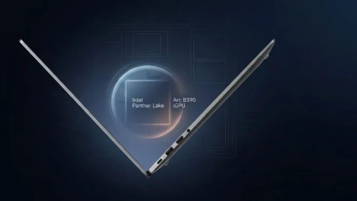 Xiaomi Book 14 laptop teaser showing Intel Panther Lake processor and Arc B390 integrated GPU