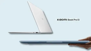 Xiaomi Book Pro 14 slim aluminum laptop shown from side profile