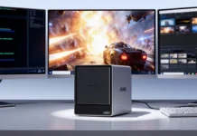 Acemagic N3A NAS Mini PC Launches With Up to 136TB Storage, Starts at $299 Acemagic N3A NAS Mini PC connected to multiple monitors setup