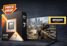 Deal | AMD Ryzen 7 9800X3D Price Drop: $70 Discount AMD Ryzen 7 9800X3D price drop gaming CPU with gaming setup and Amazon deal highlight