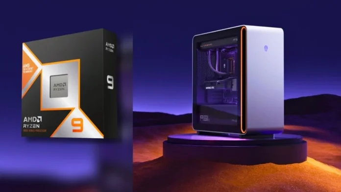 AMD Ryzen 9 9950X3D2 processor alongside Alienware Area-51 gaming desktop PC