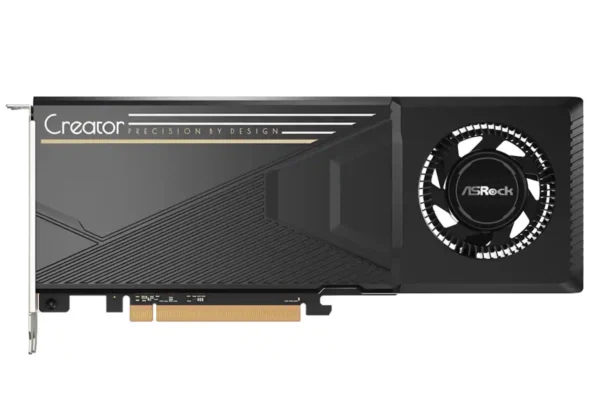 ASRock Intel Arc Pro B65 Creator graphics card front profile showing blower fan cooler