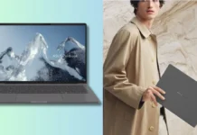 ASUS Zenbook A14 Packs Snapdragon X2 Elite, OLED, 990g Weight ASUS Zenbook A14 shown open on left and carried closed by person on right side