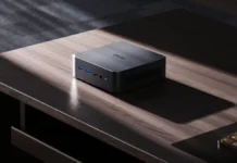Chuwi AuBox X With Intel Core Ultra 7 256V Brings Lunar Lake AI Power to Mini PCs Chuwi AuBox X mini PC placed on desk showing compact design