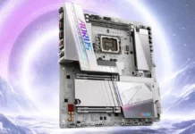 Gigabyte Launches Z890 TACHYON DUO X ICE With DDR5-10400 Memory Support Gigabyte Z890 TACHYON DUO X ICE motherboard shown in angled hero product view