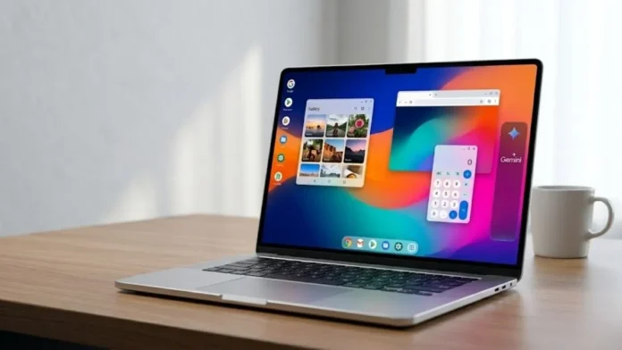 Google Aluminium OS UI Leak Google Aluminium OS interface leak running on laptop with new UI