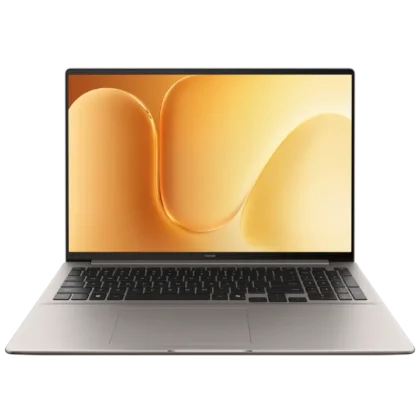 Honor MagicBook 16 2026 straight front view showing large display slim bezels and centered keyboard design