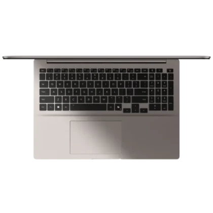 Honor MagicBook 16 2026 top view showing full size keyboard with numeric keypad large trackpad and clean layout